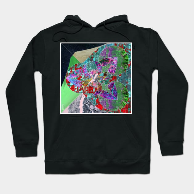 hazard city in lidar collage art in ecopop pattern Hoodie by jorge_lebeau